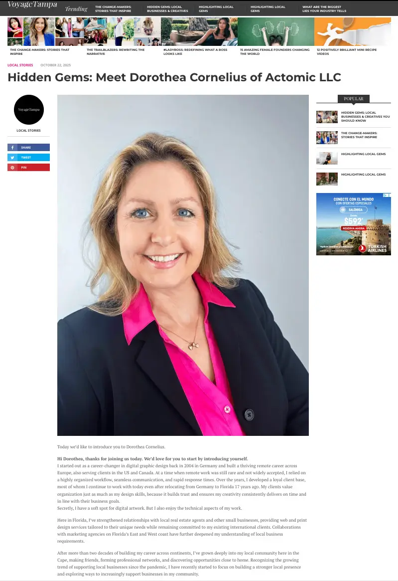 grpahic Designer Dorothea C Cornelius Featured in Voyage Tampa Magazine